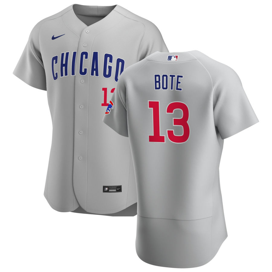 Chicago Cubs #13 David Bote Men Nike Gray Road 2020 Authentic Team Jersey